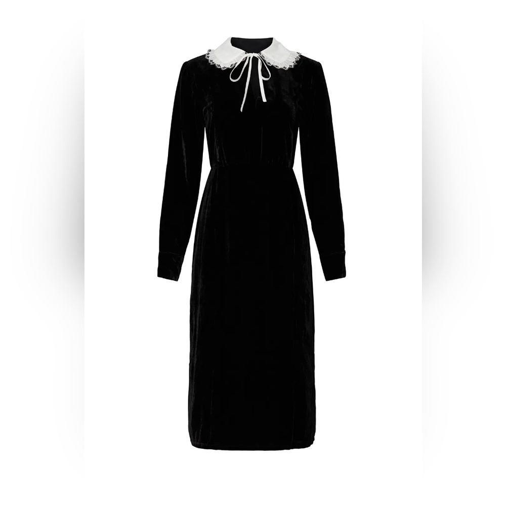 Sweet Baby Jamie Black Collared Velvet Dress Size XL Jamie Mizrahi - Picture 16 of 16